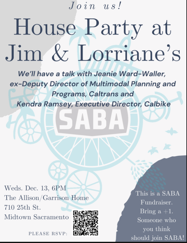 SABA House Party on Dec. 13th feat. Jeanie Ward-Waller (Caltrans whistleblower) and Kendra Ramsey (Calbike ED)